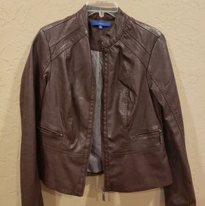 APT.9 Women's Burgundy Leather Jacket